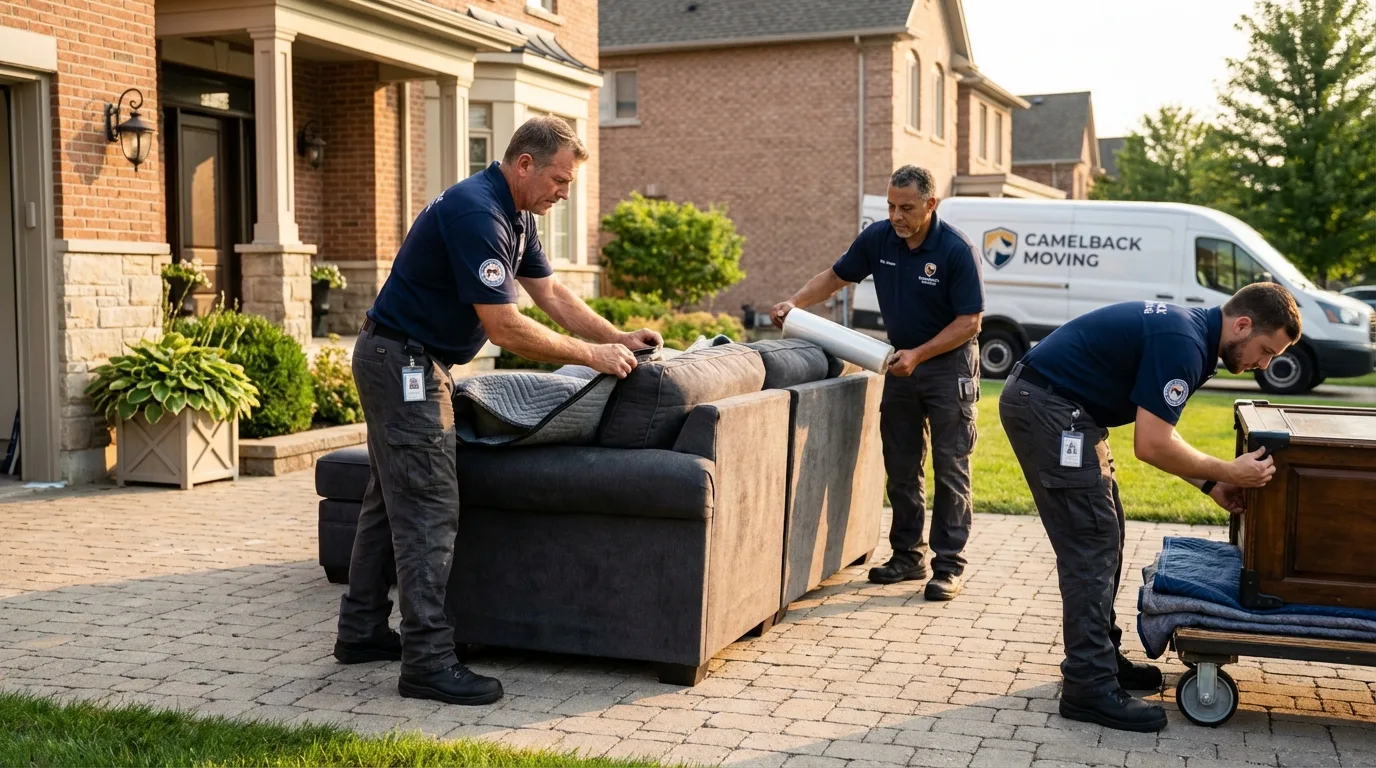 Large estate moving crew wrapping furniture in Fairland, OK